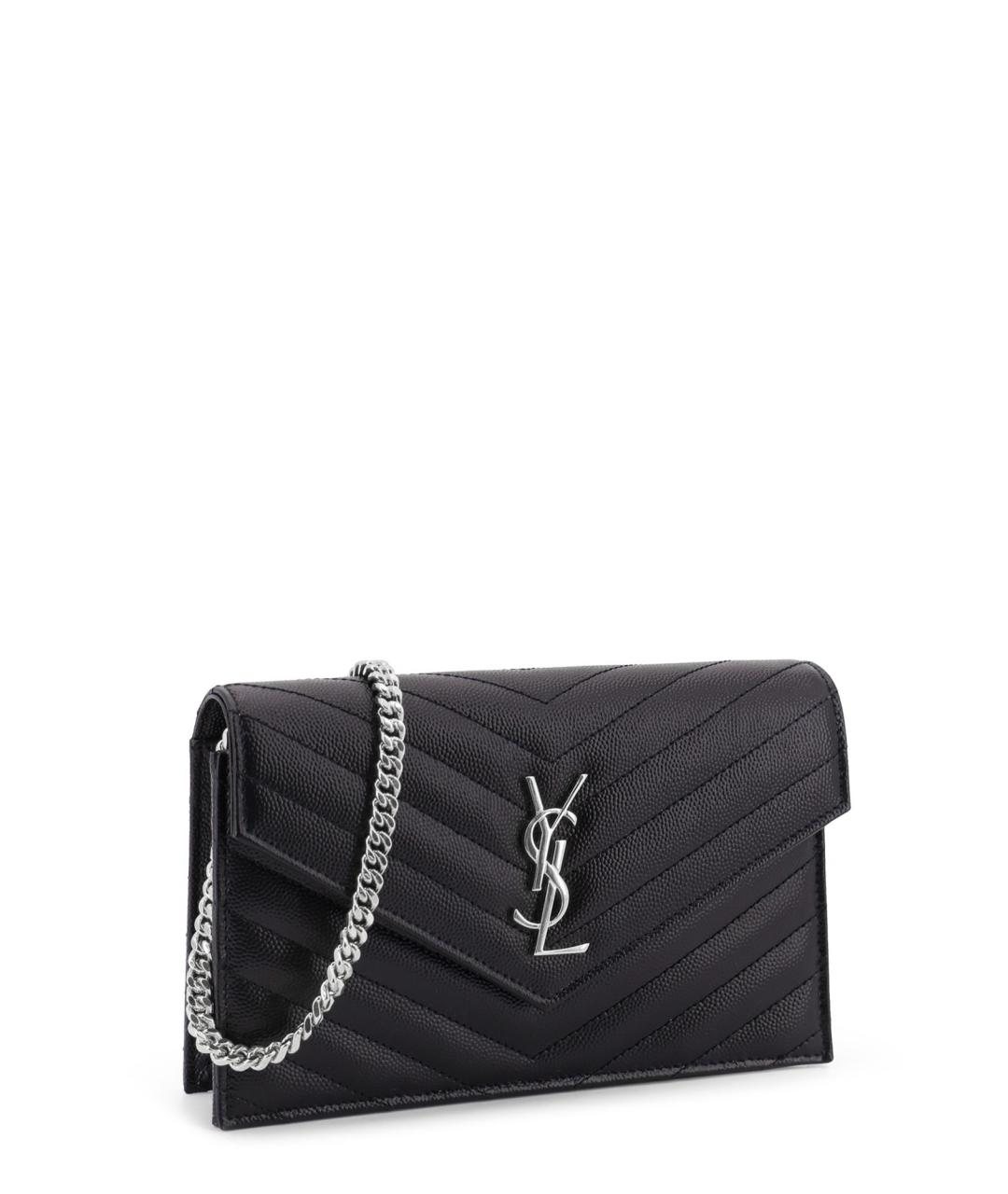 SAINT LAURENT Черная кожаная сумка через плечо, фото 3