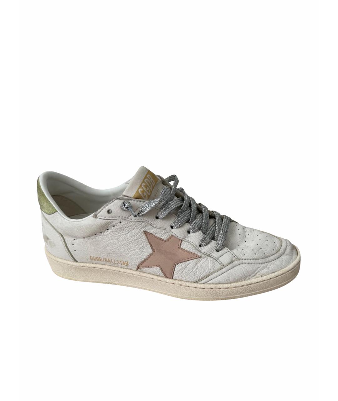 GOLDEN GOOSE Бежевые кожаные кеды, фото 1