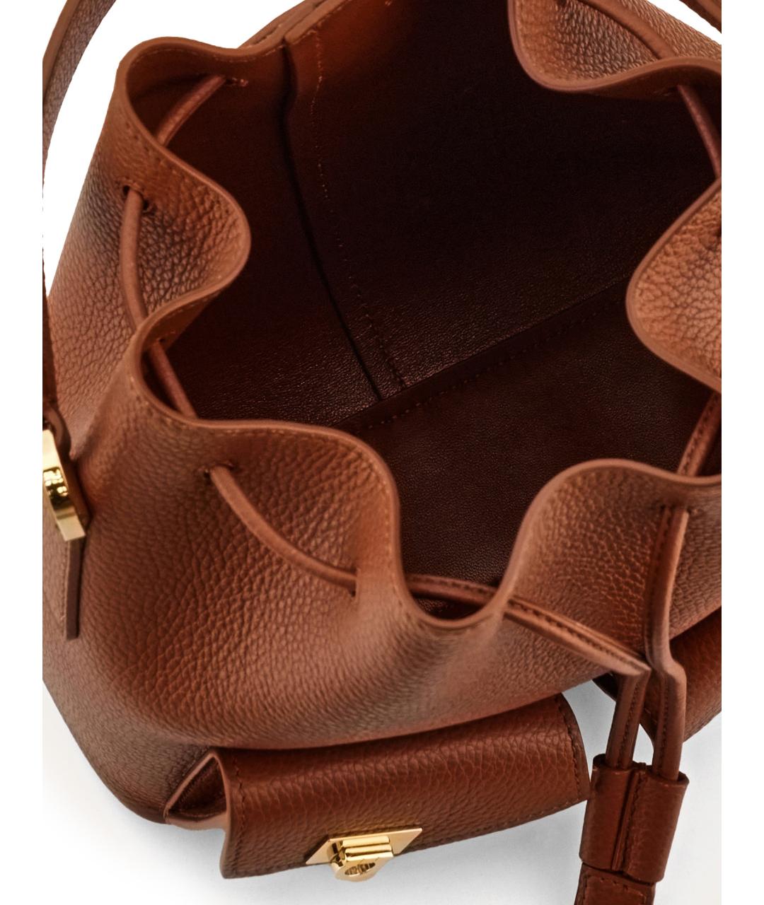 FERRAGAMO Коричневая кожаная сумка с короткими ручками, фото 4
