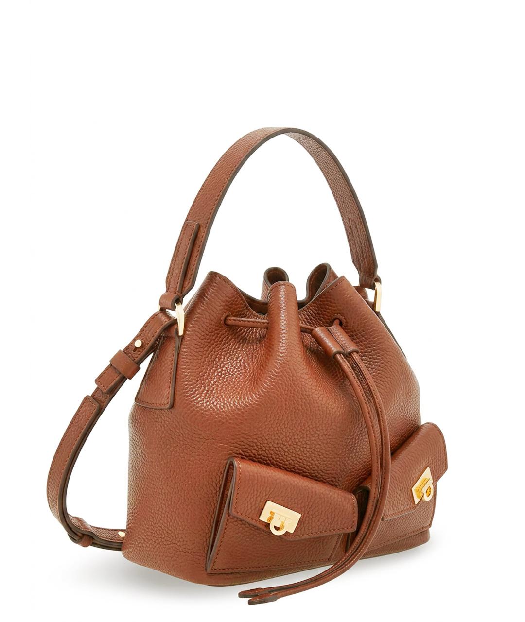 FERRAGAMO Коричневая кожаная сумка с короткими ручками, фото 3