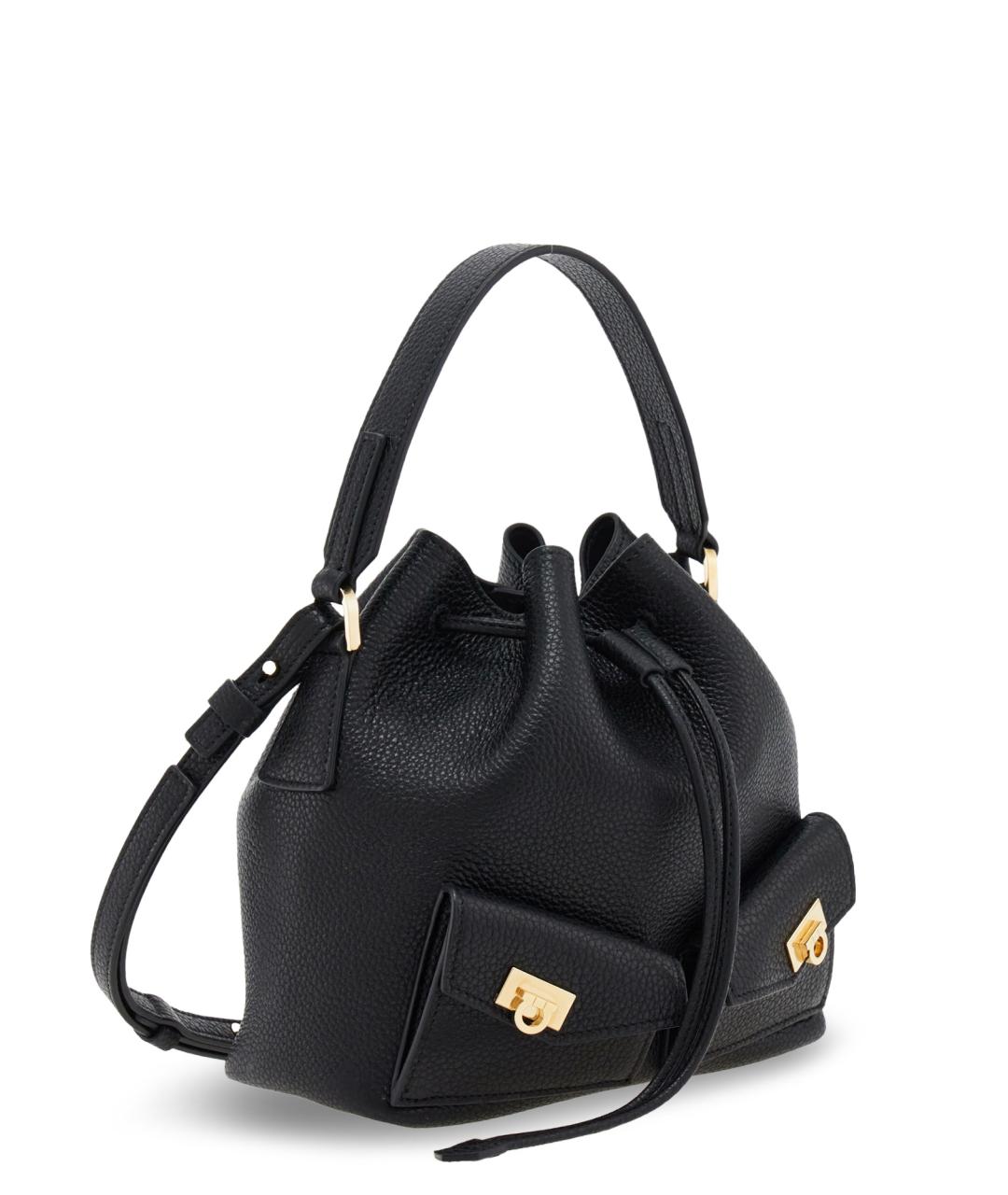 FERRAGAMO Черная кожаная сумка с короткими ручками, фото 3