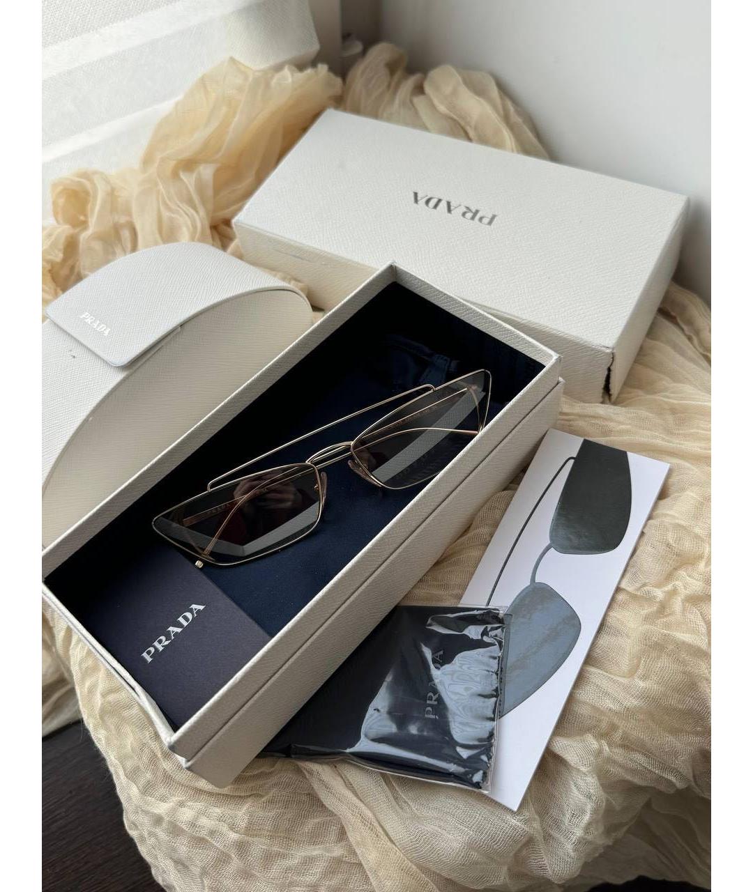PRADA Коричневые металлические солнцезащитные очки, фото 2