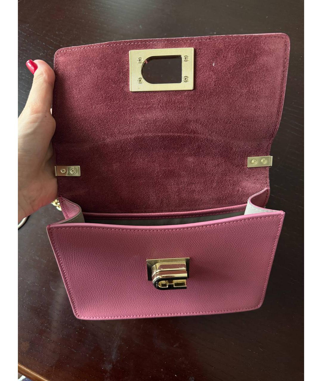 FURLA Розовая кожаная сумка через плечо, фото 3
