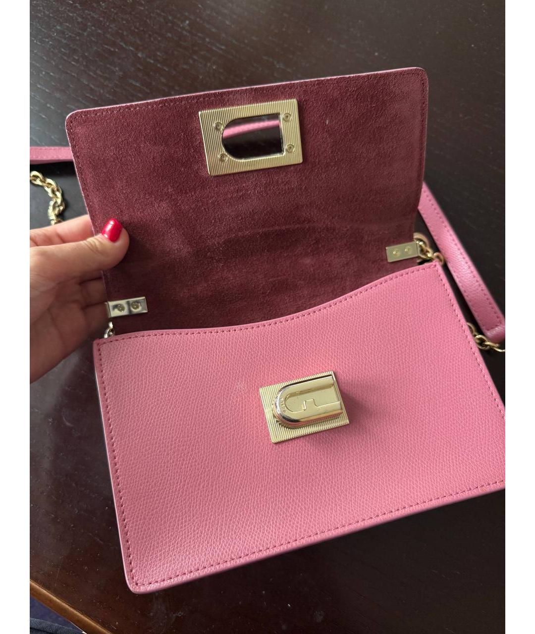 FURLA Розовая кожаная сумка через плечо, фото 4