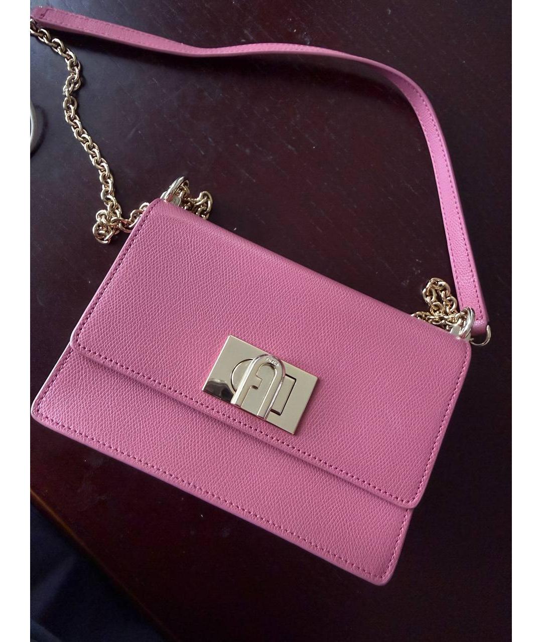 FURLA Розовая кожаная сумка через плечо, фото 5