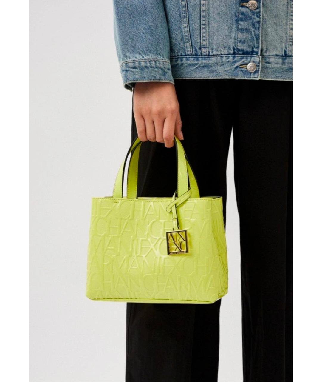 ARMANI EXCHANGE Салатовая сумка с короткими ручками из искусственной кожи, фото 6