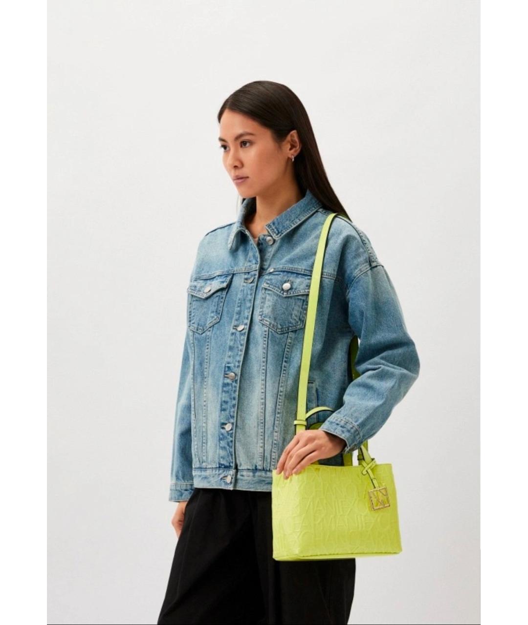 ARMANI EXCHANGE Салатовая сумка с короткими ручками из искусственной кожи, фото 2