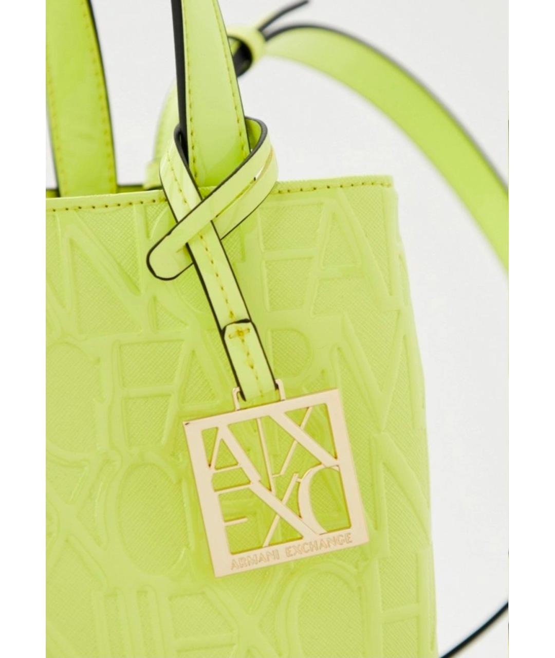 ARMANI EXCHANGE Салатовая сумка с короткими ручками из искусственной кожи, фото 4