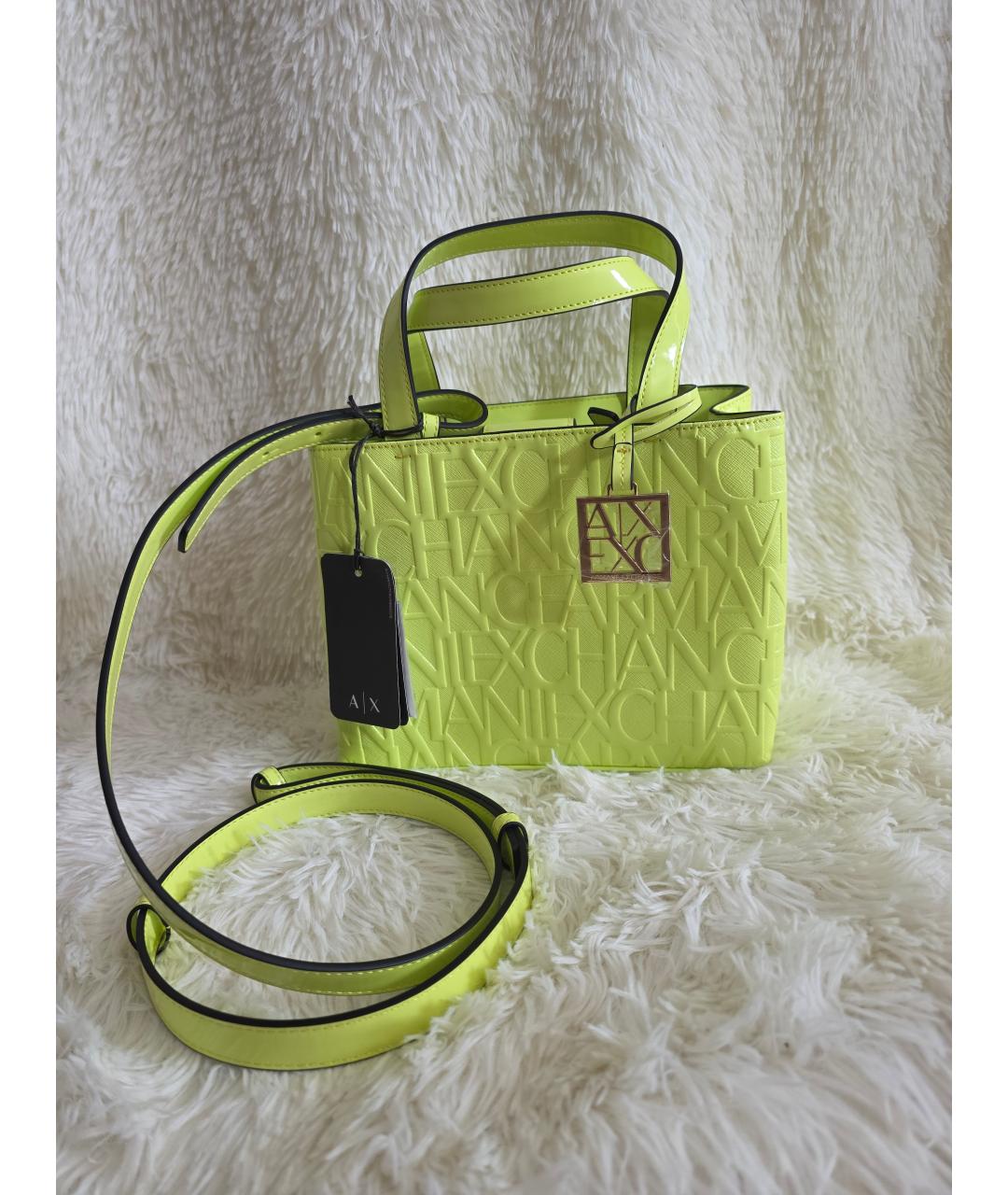 ARMANI EXCHANGE Салатовая сумка с короткими ручками из искусственной кожи, фото 7