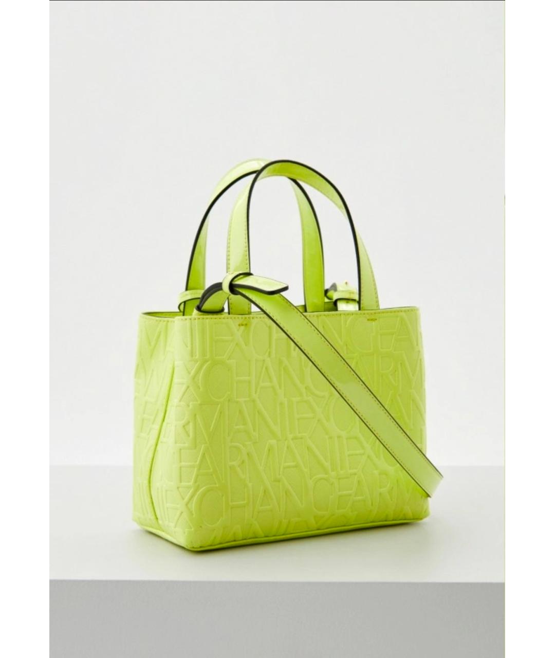 ARMANI EXCHANGE Салатовая сумка с короткими ручками из искусственной кожи, фото 3