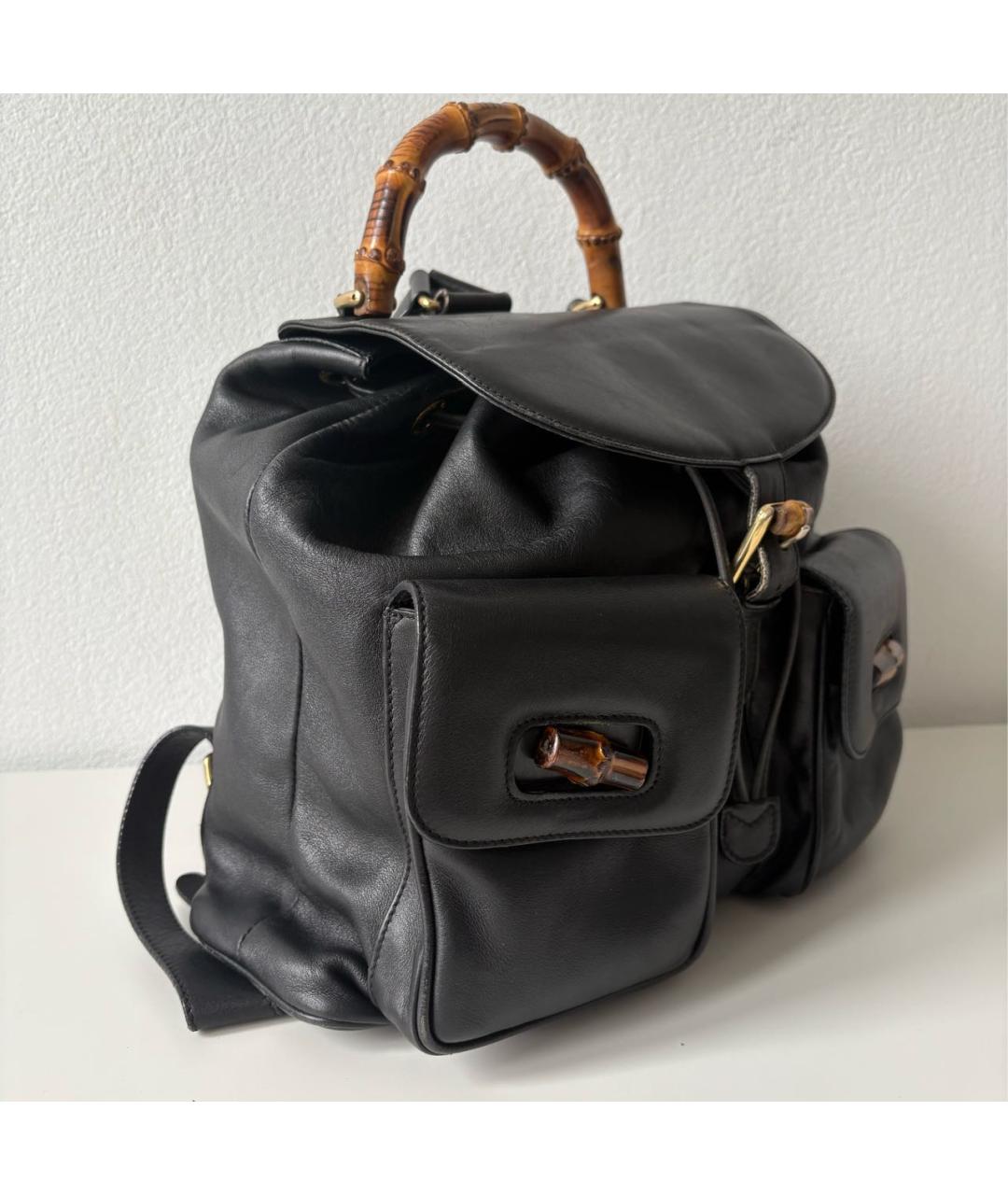GUCCI Черный кожаный рюкзак, фото 2