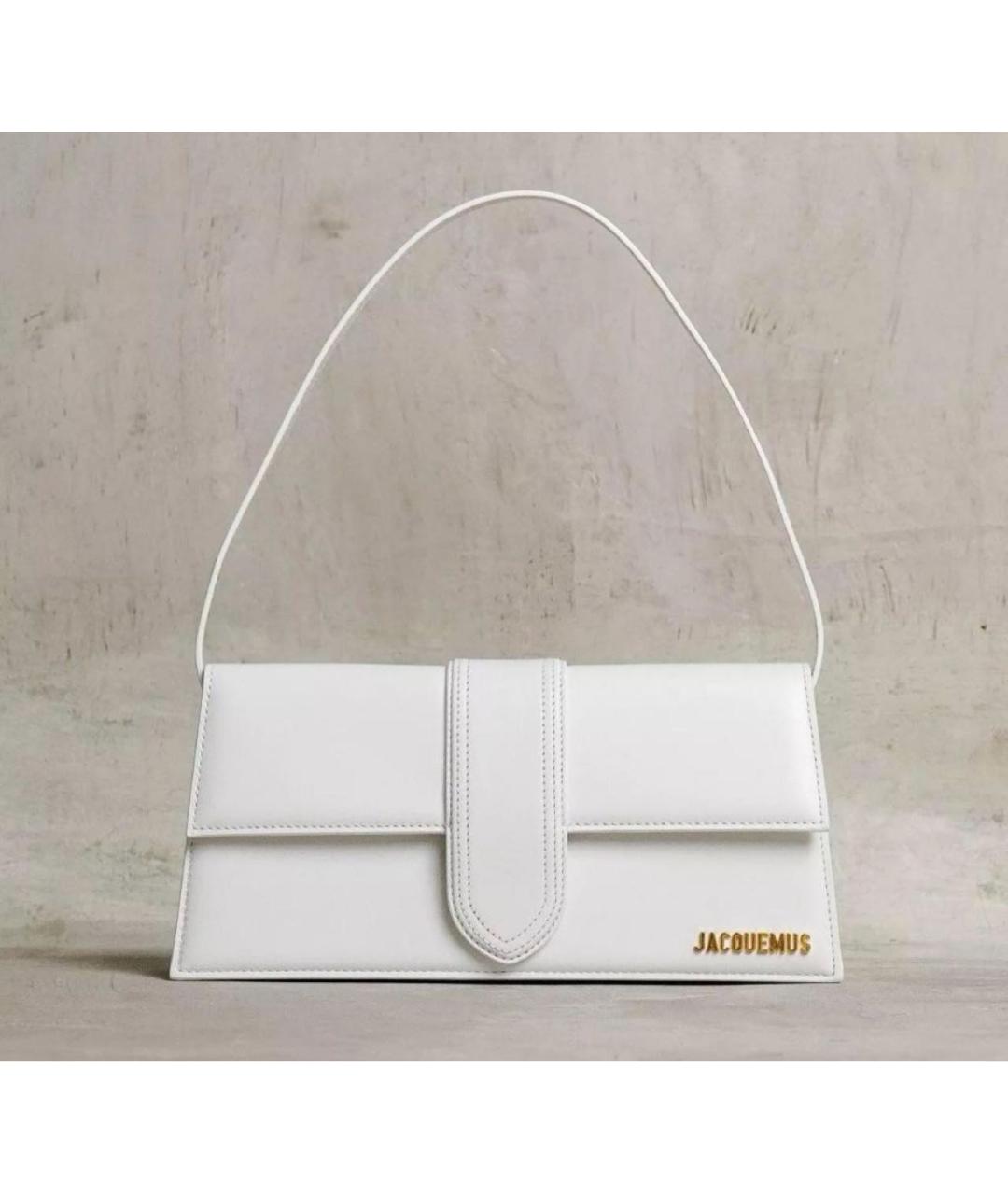 JACQUEMUS Белая кожаная сумка с короткими ручками, фото 6
