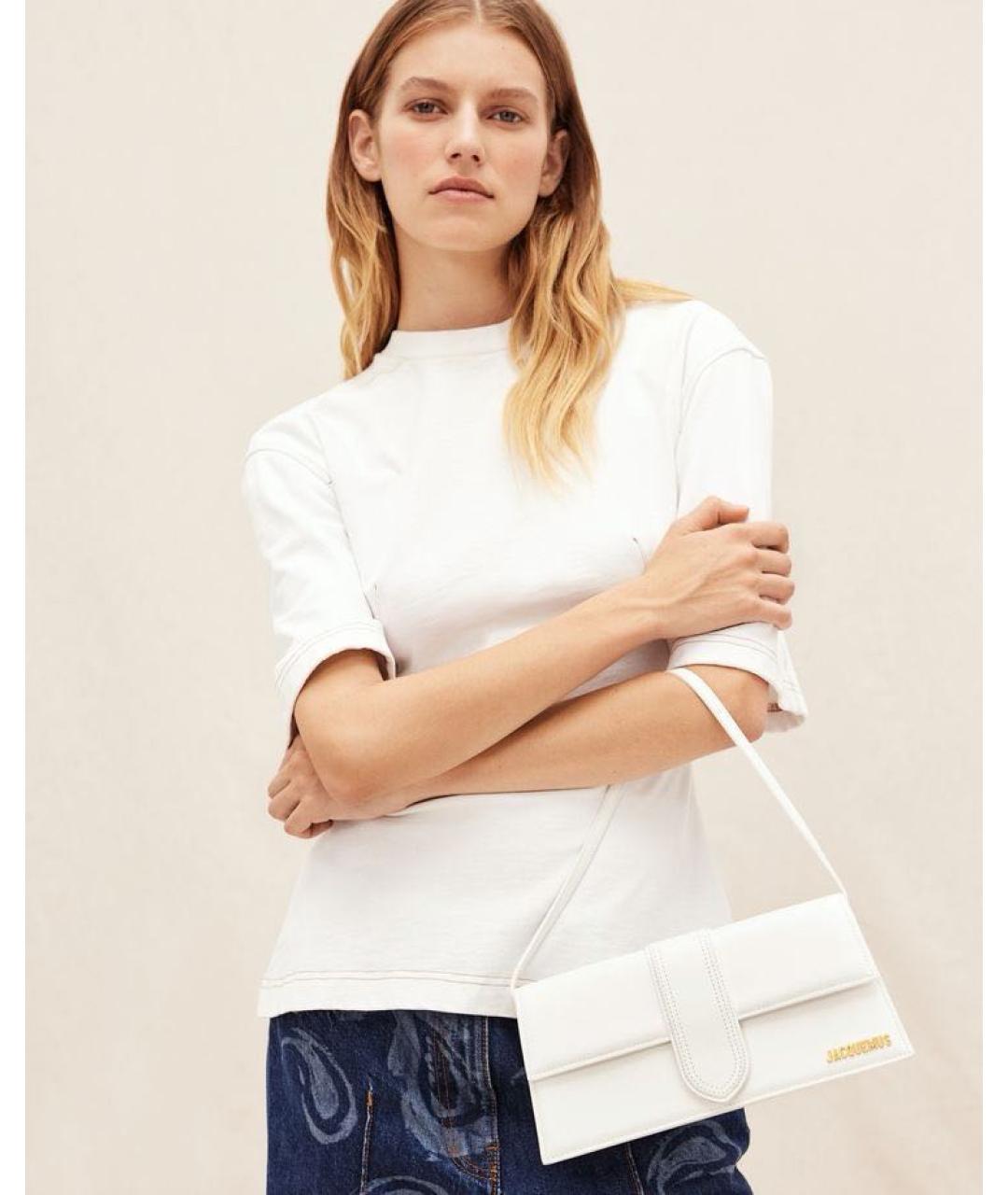 JACQUEMUS Белая кожаная сумка с короткими ручками, фото 8