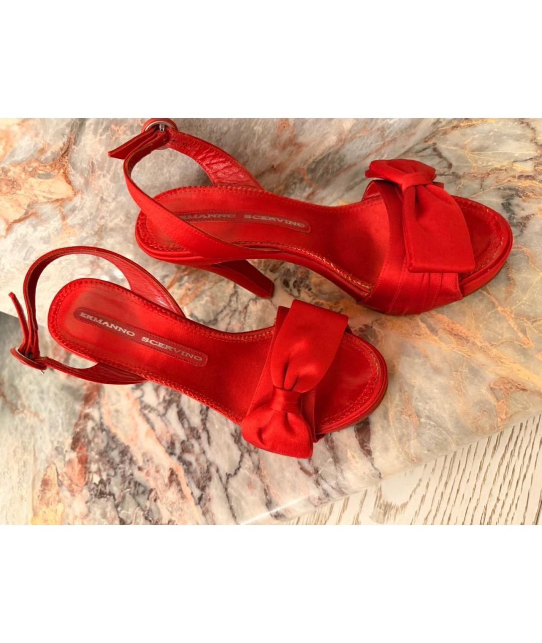 ERMANNO SCERVINO Красные текстильные босоножки, фото 5
