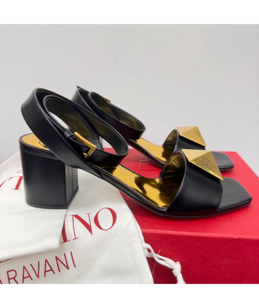 VALENTINO Черные кожаные босоножки, фото 6