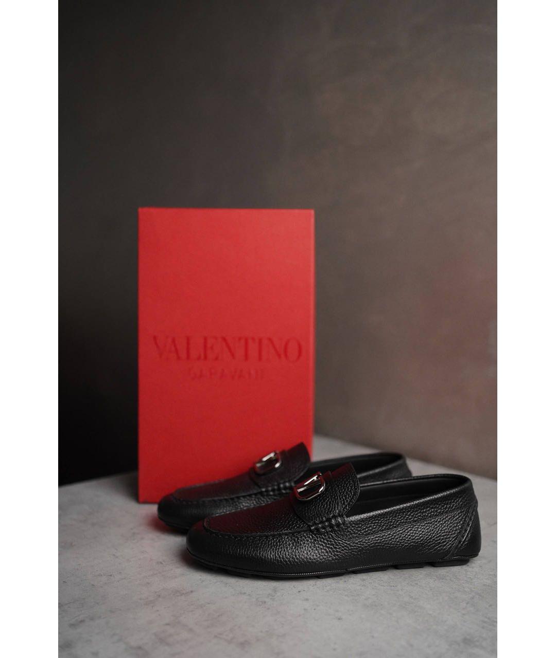 VALENTINO Черные кожаные мокасины, фото 8
