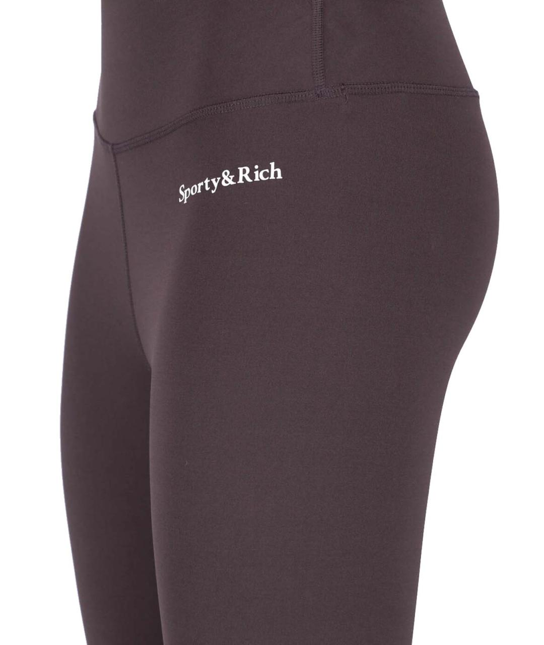 SPORTY AND RICH Коричневые полиамидовые леггинсы и велосипедки, фото 3