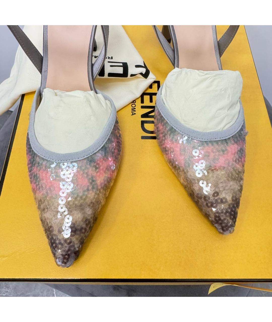 FENDI Антрацитовые босоножки, фото 5