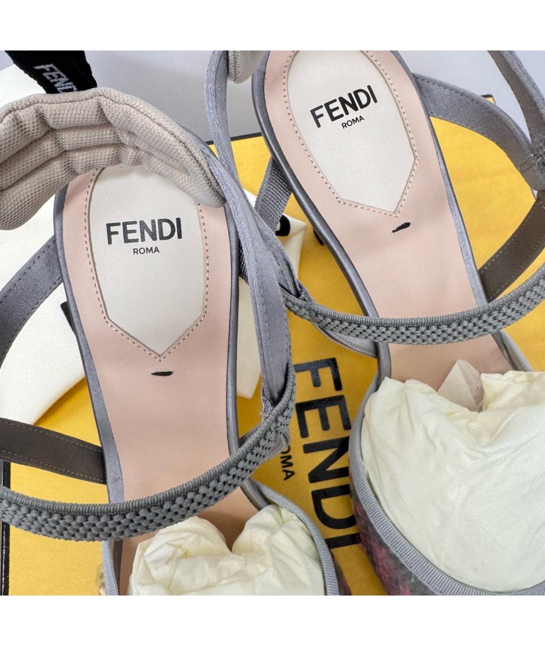 FENDI Антрацитовые босоножки, фото 4