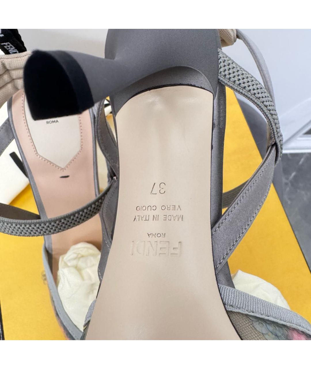 FENDI Антрацитовые босоножки, фото 6