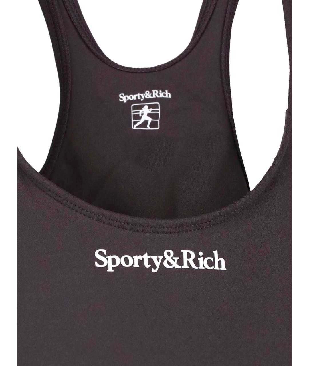 SPORTY AND RICH Коричневая полиамидовая майка, фото 3