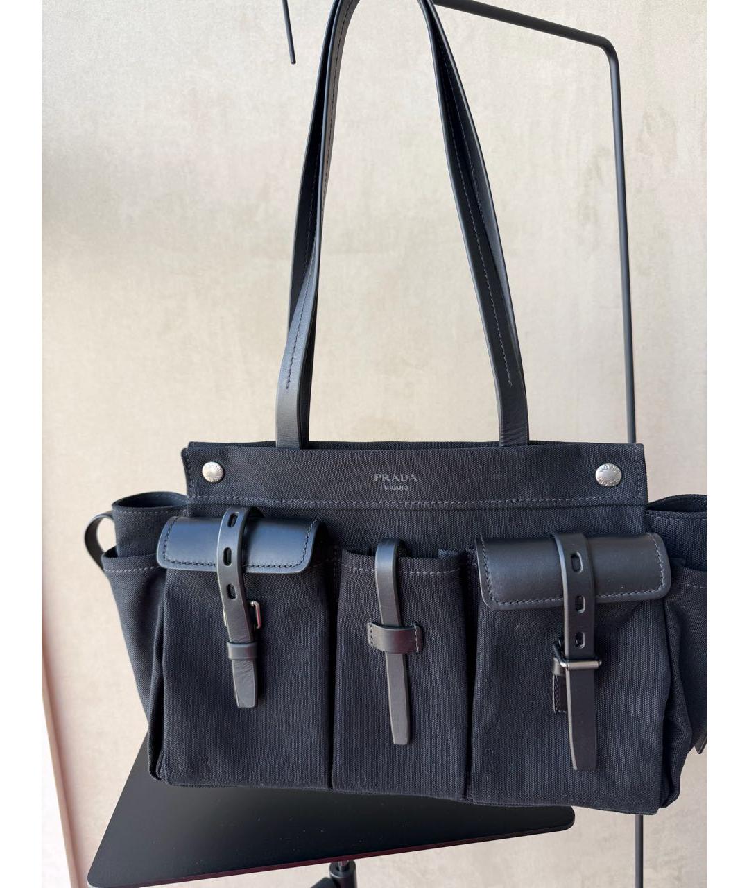 PRADA Черная кожаная сумка тоут, фото 5