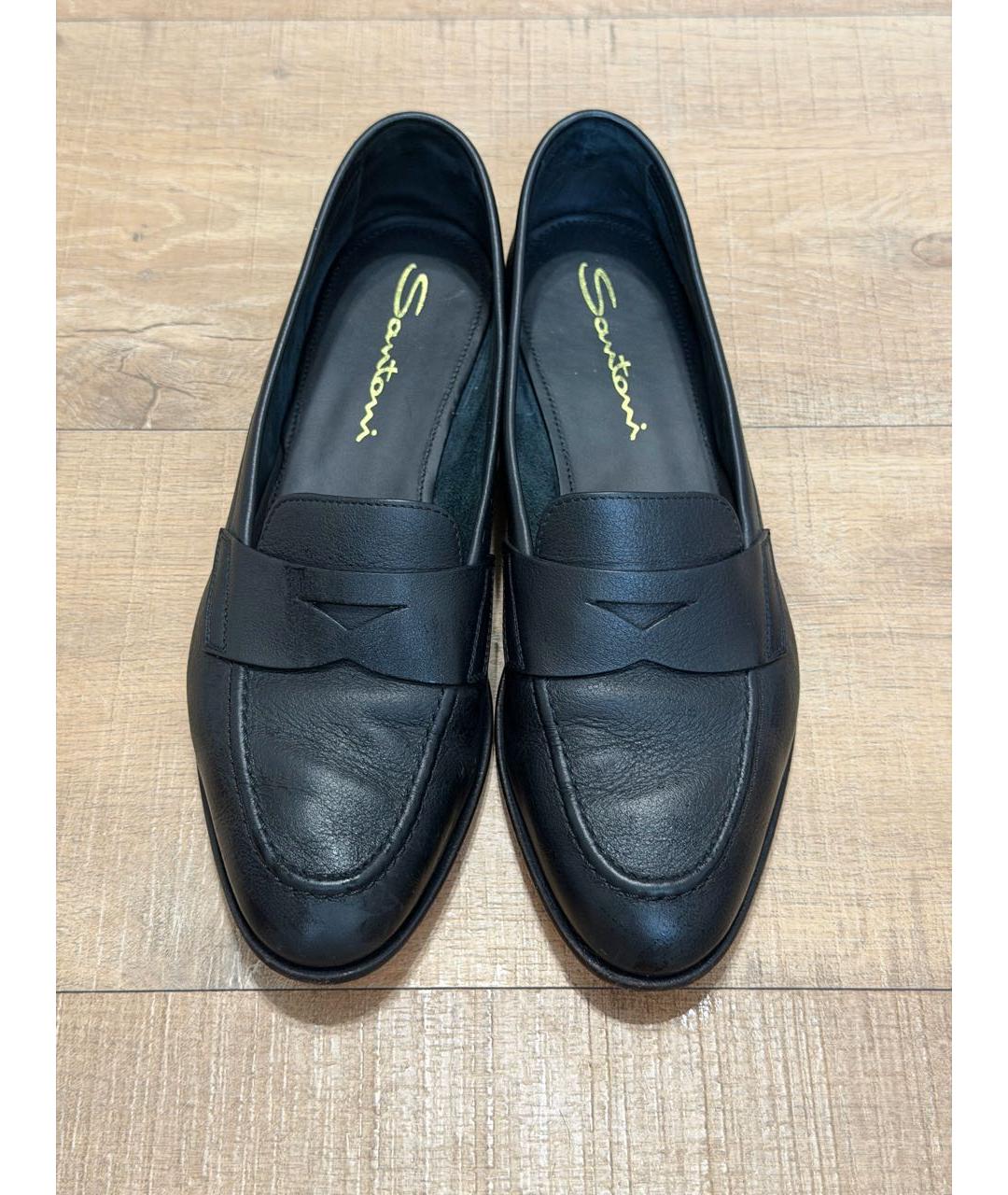 SANTONI Черные кожаные лоферы, фото 2