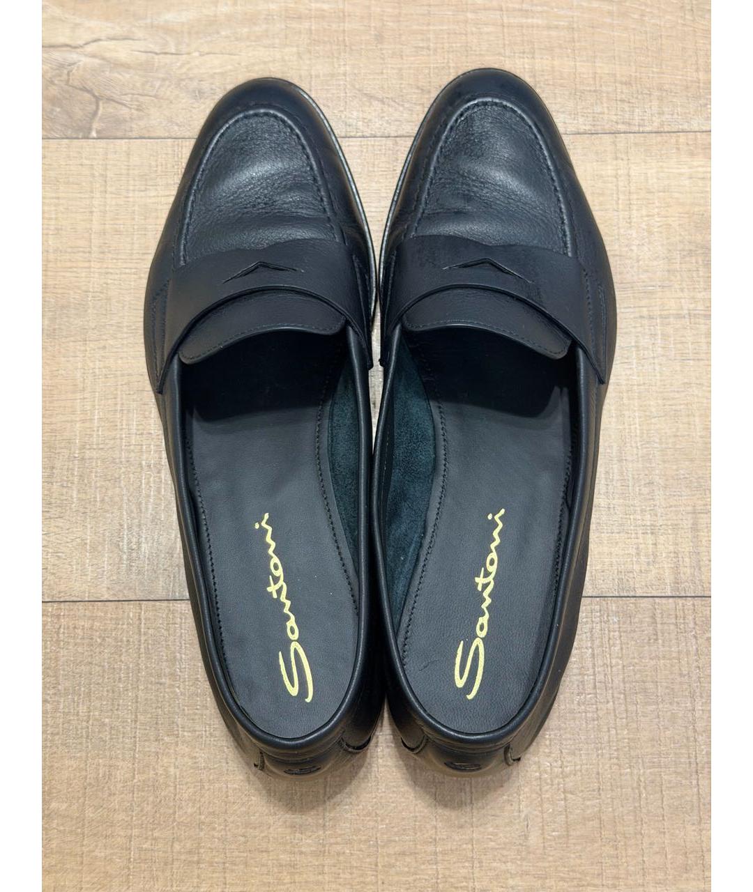 SANTONI Черные кожаные лоферы, фото 3