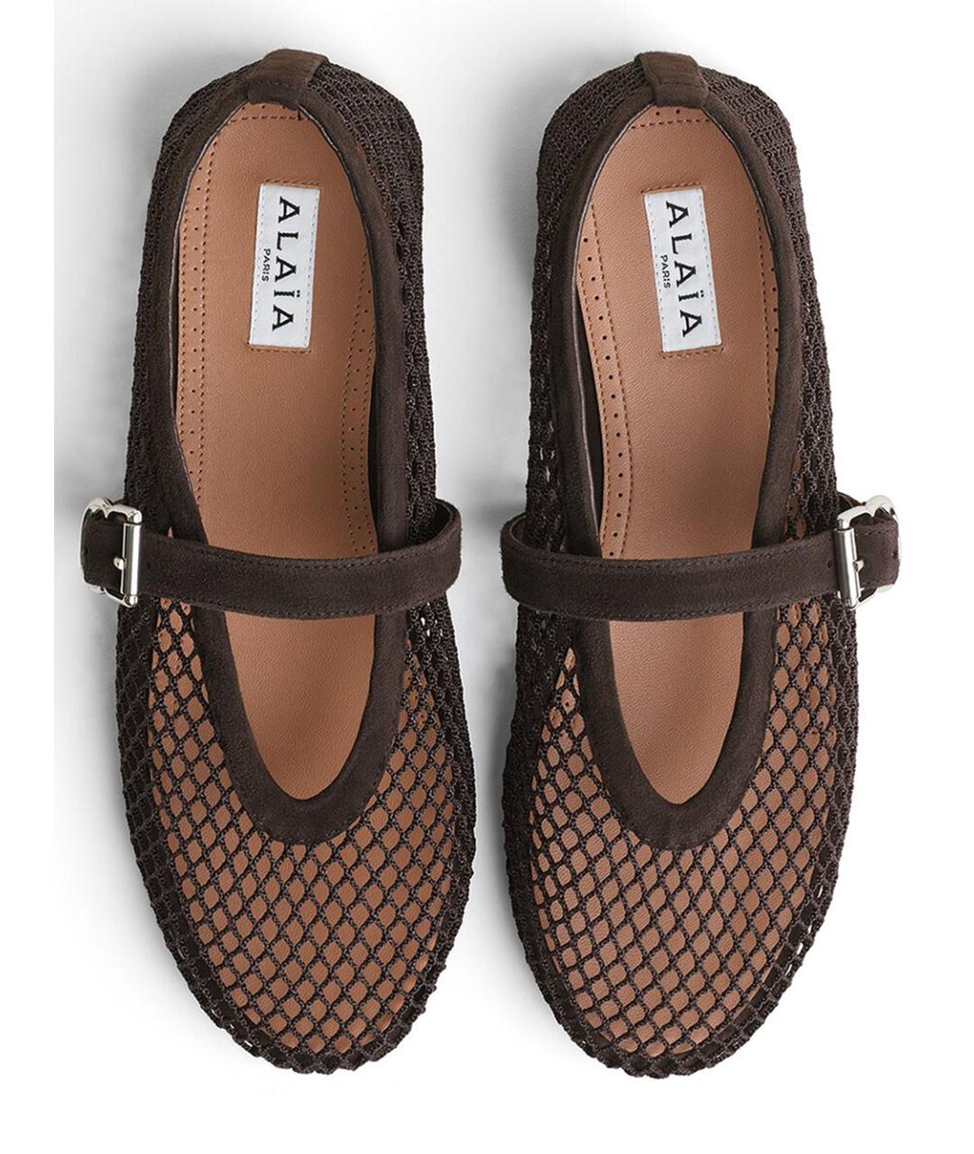 ALAIA Коричневые текстильные балетки, фото 3