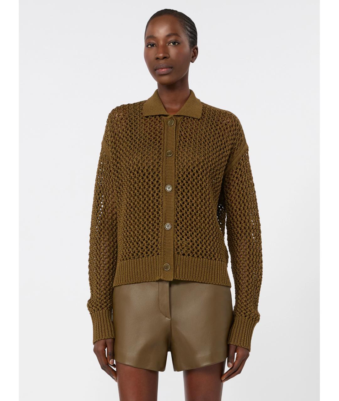 MAX MARA Коричневый хлопковый кардиган, фото 2