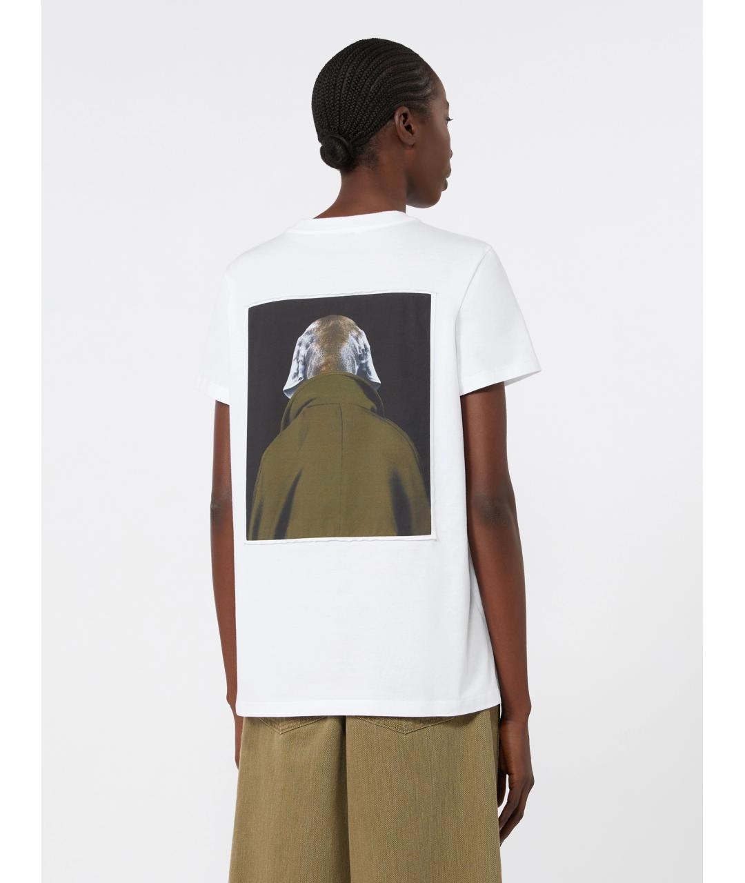 MAX MARA Белая хлопковая футболка, фото 3