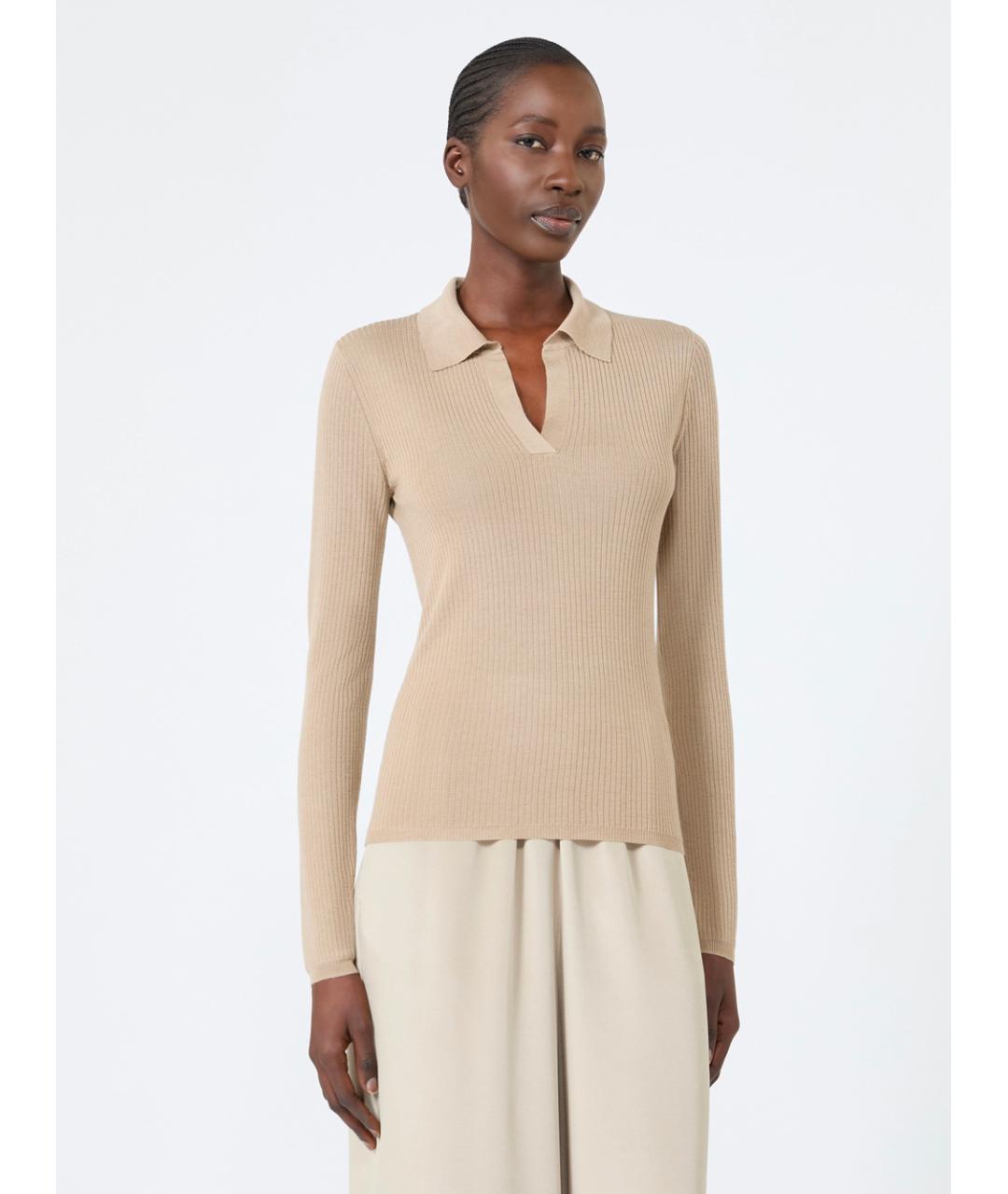 MAX MARA Бежевый шелковый джемпер / свитер, фото 2