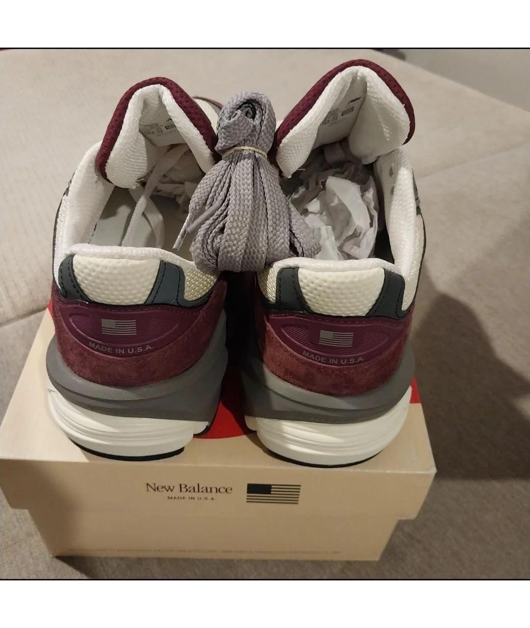 NEW BALANCE Бордовые кожаные низкие кроссовки / кеды, фото 8