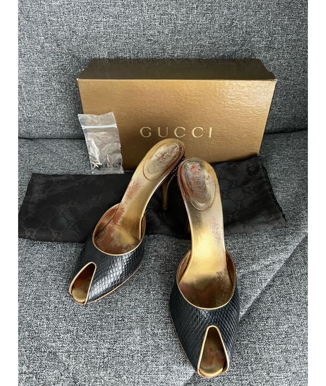 GUCCI Черные мюли из экзотической кожи, фото 7