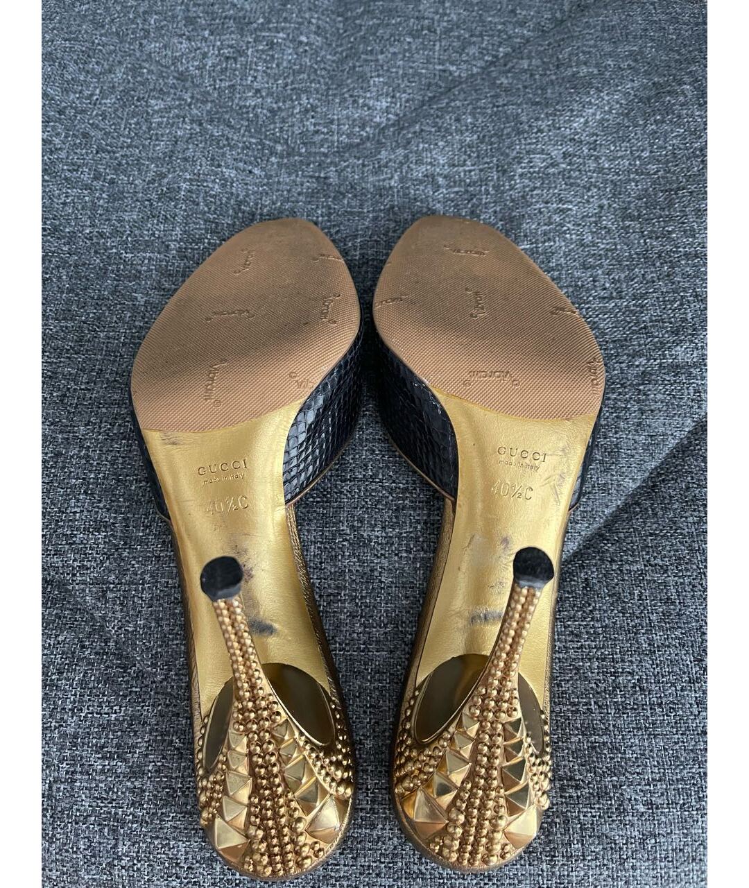 GUCCI Черные мюли из экзотической кожи, фото 6