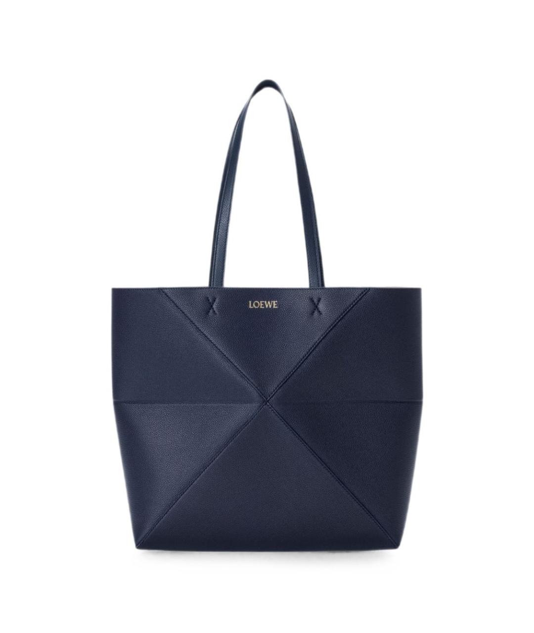 LOEWE Темно-синяя кожаная сумка тоут, фото 1