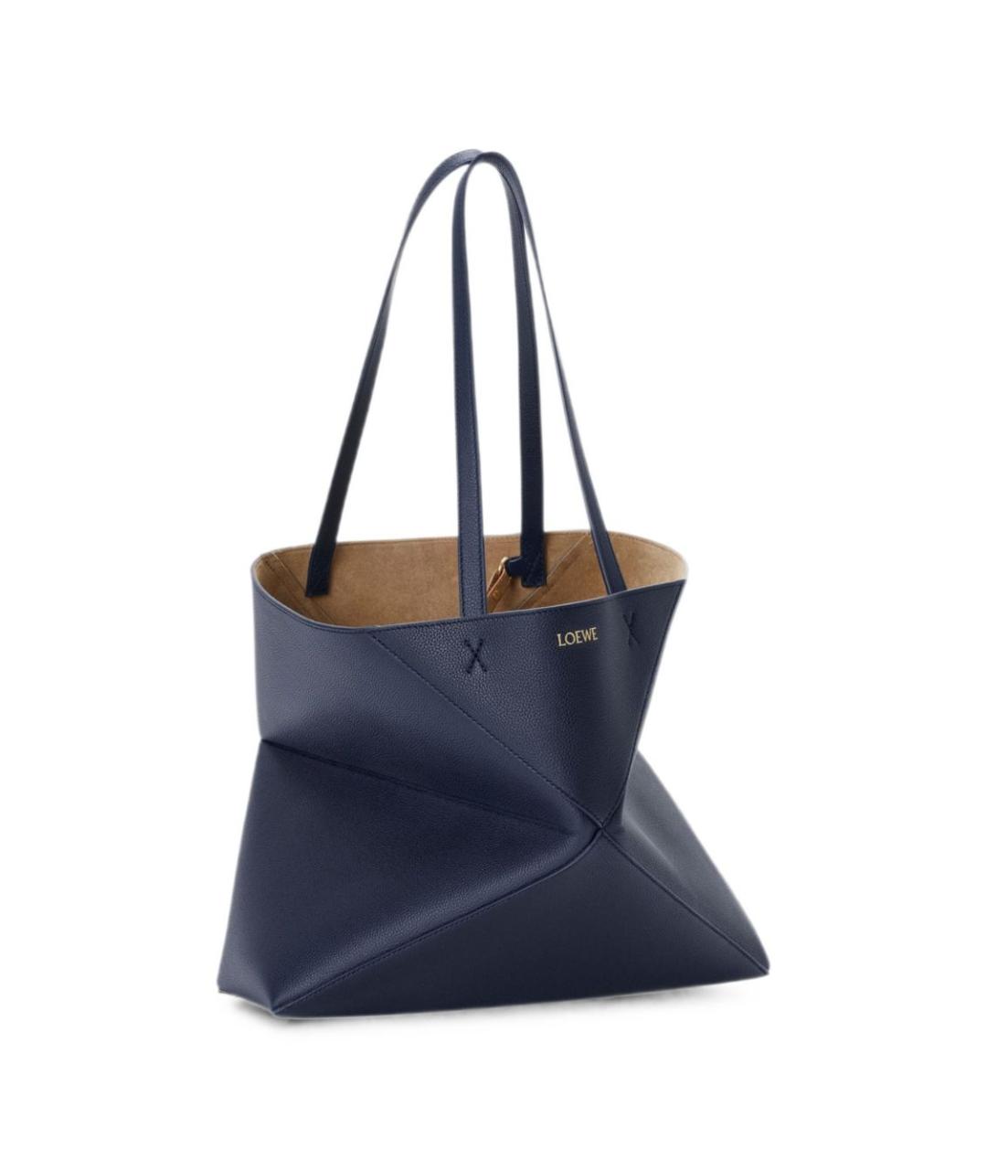 LOEWE Темно-синяя кожаная сумка тоут, фото 4