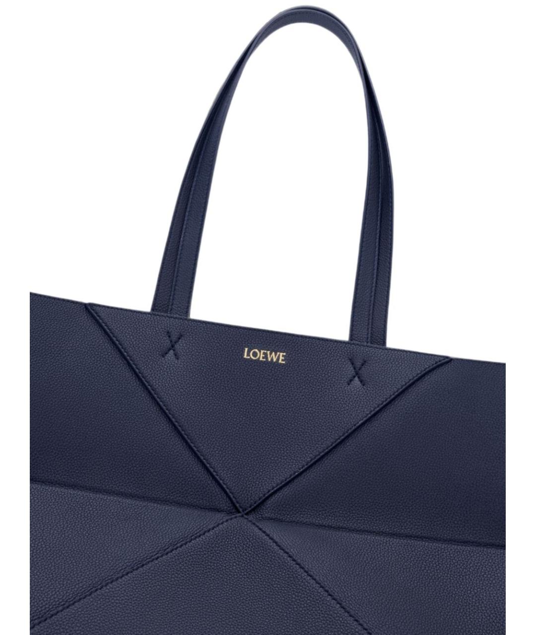 LOEWE Темно-синяя кожаная сумка тоут, фото 2