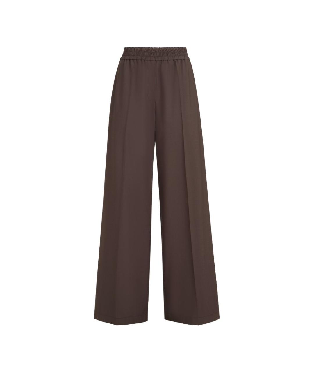 BRUNELLO CUCINELLI Коричневые шерстяные прямые брюки, фото 1