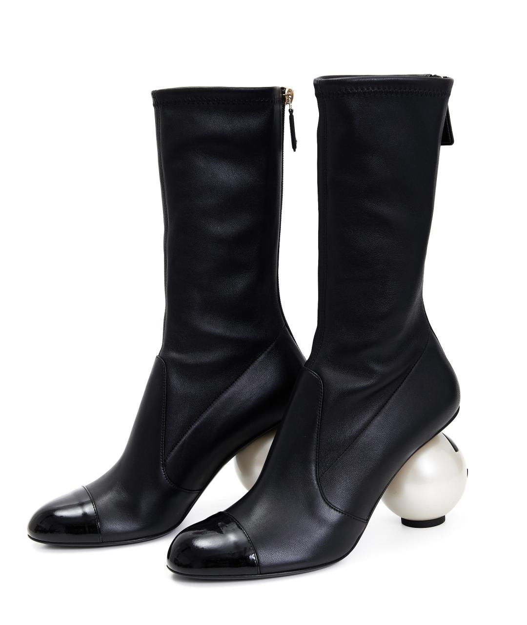 CHANEL Черные кожаные сапоги, фото 3