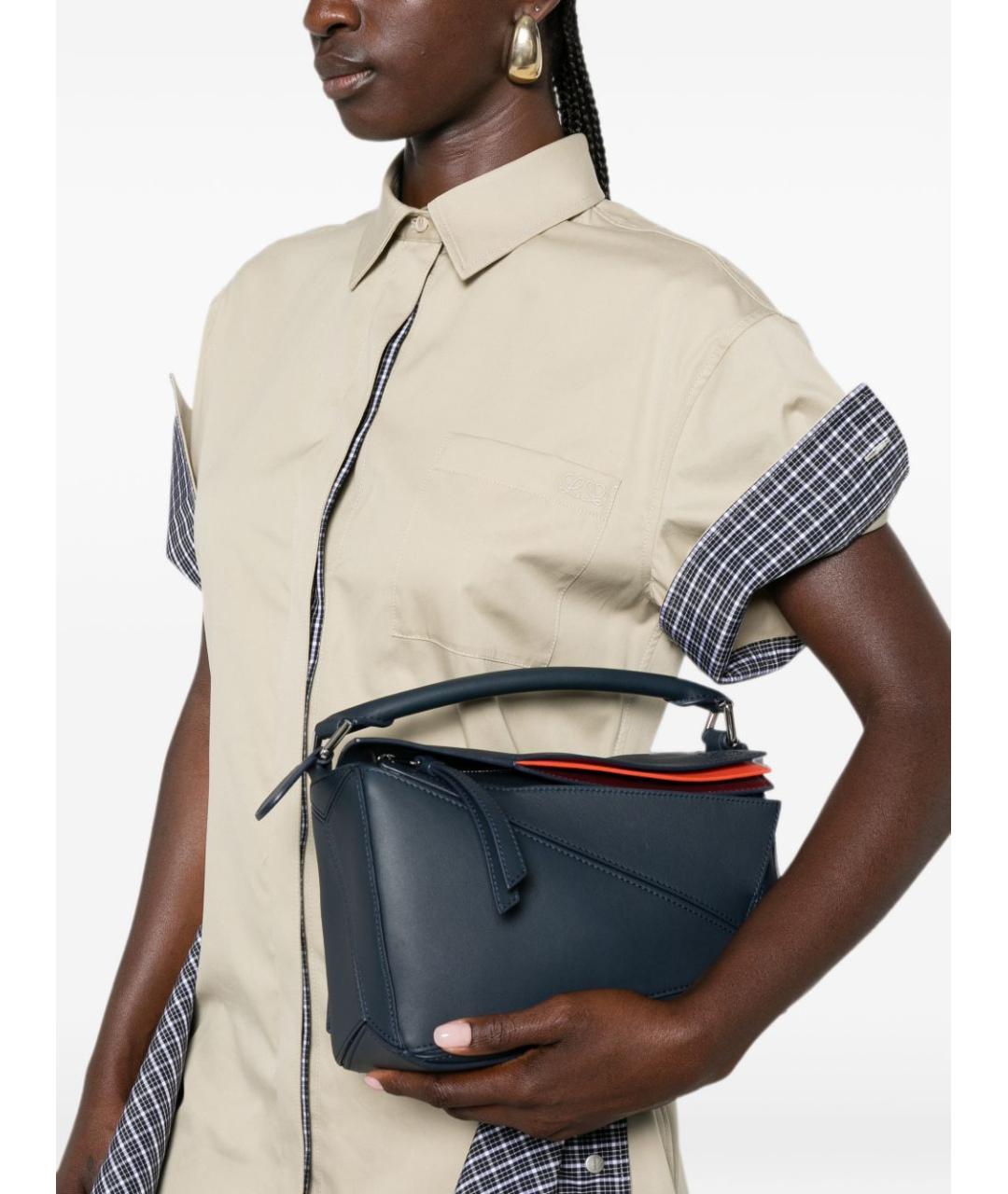 LOEWE Темно-синяя кожаная сумка через плечо, фото 5