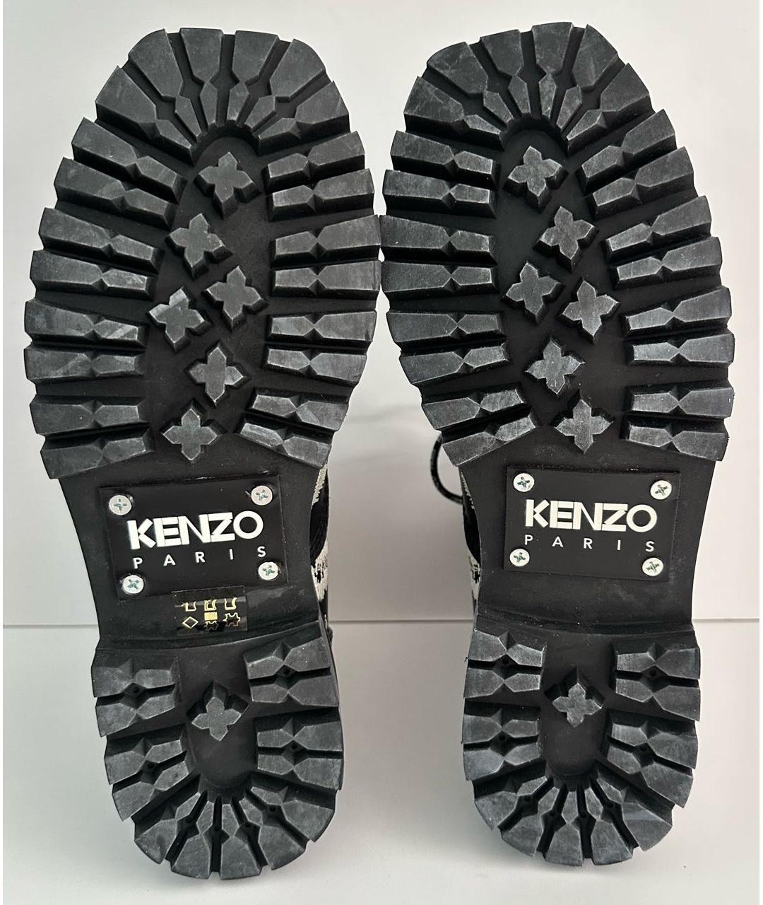 KENZO Черные кожаные высокие ботинки, фото 5