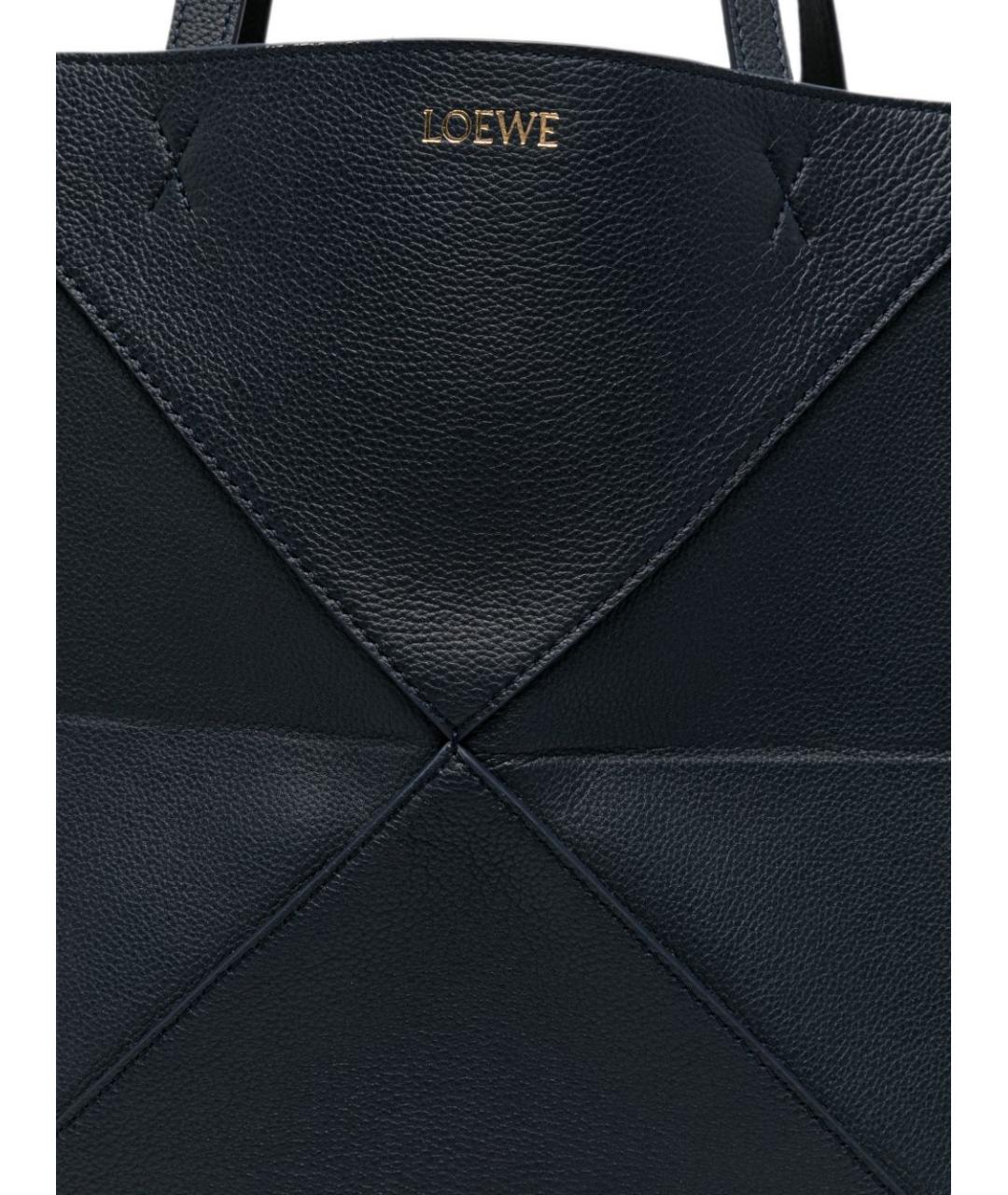 LOEWE Темно-синяя кожаная сумка тоут, фото 2