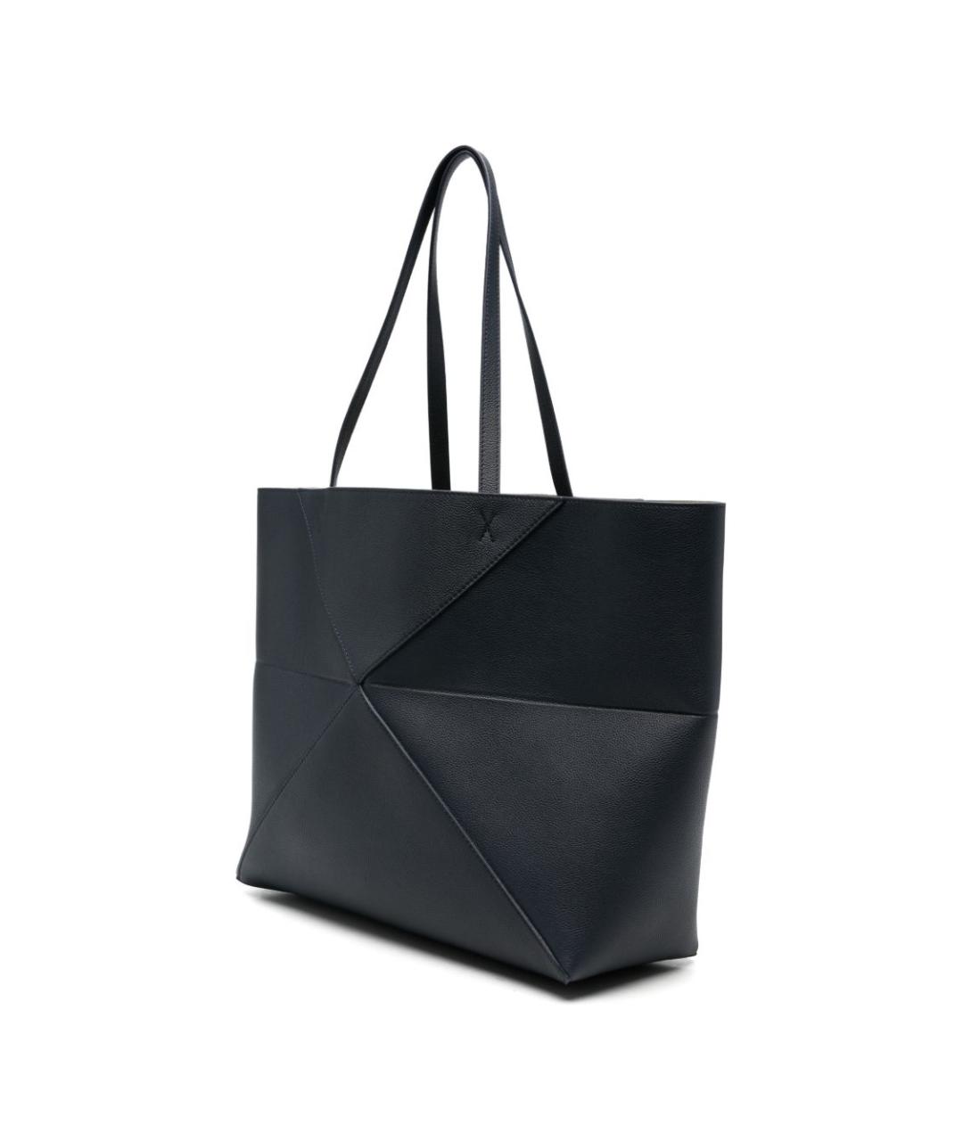 LOEWE Темно-синяя кожаная сумка тоут, фото 5