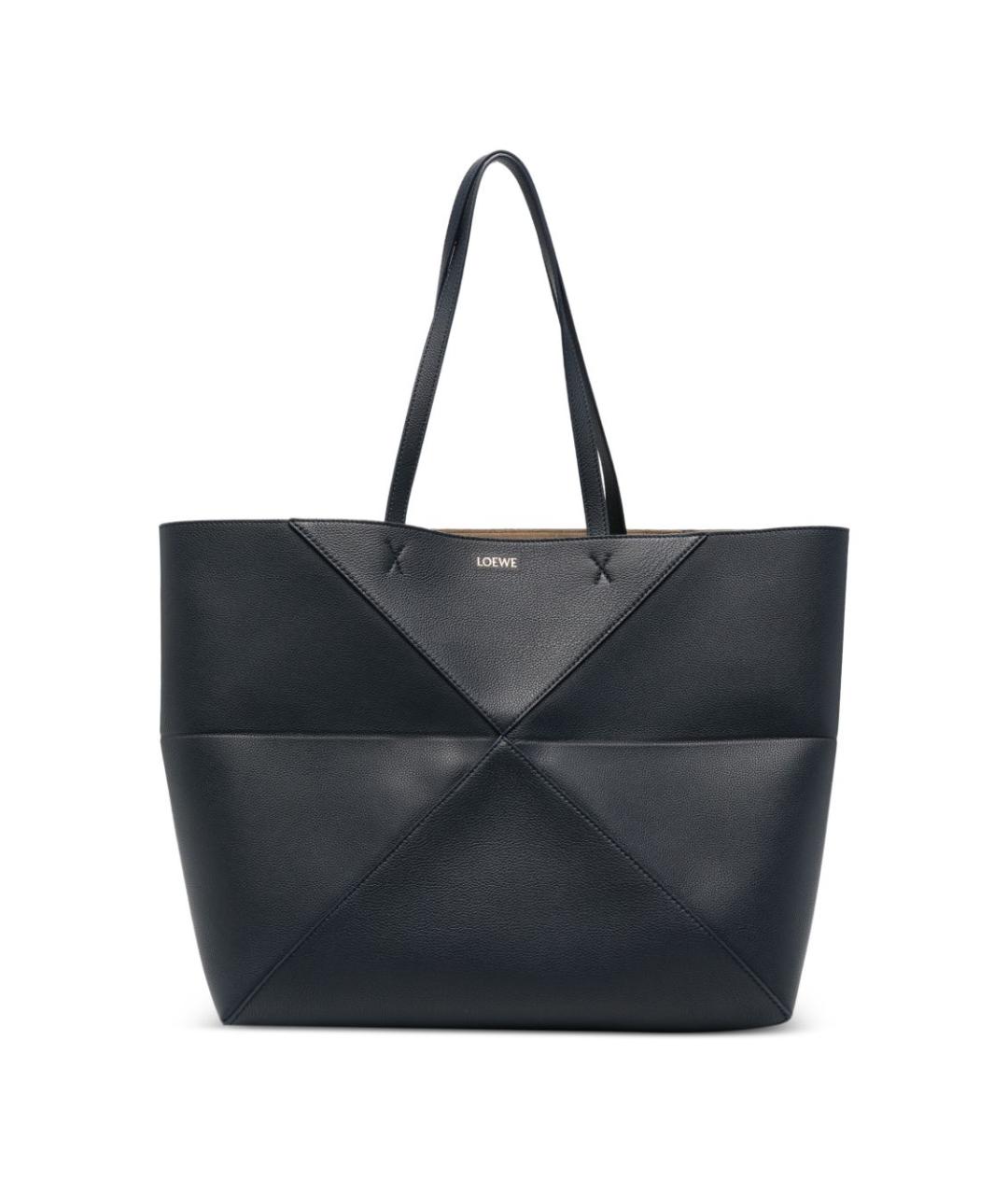 LOEWE Темно-синяя кожаная сумка тоут, фото 1
