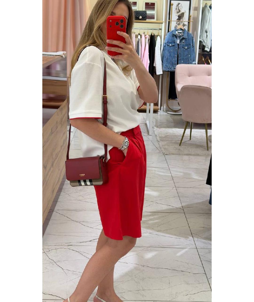 BURBERRY Бордовая кожаная сумка через плечо, фото 2