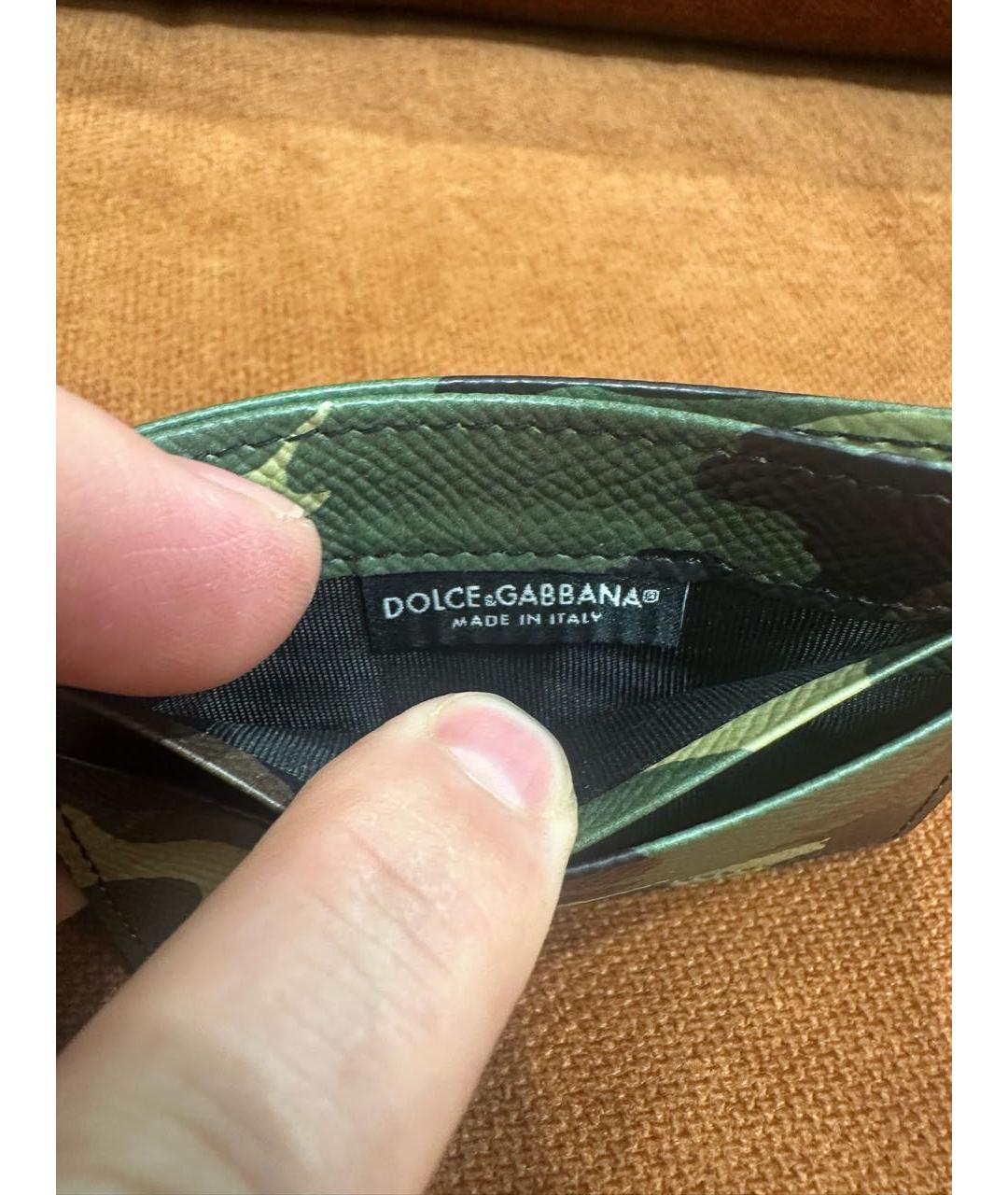 DOLCE&GABBANA Зеленый кожаный кардхолдер, фото 4