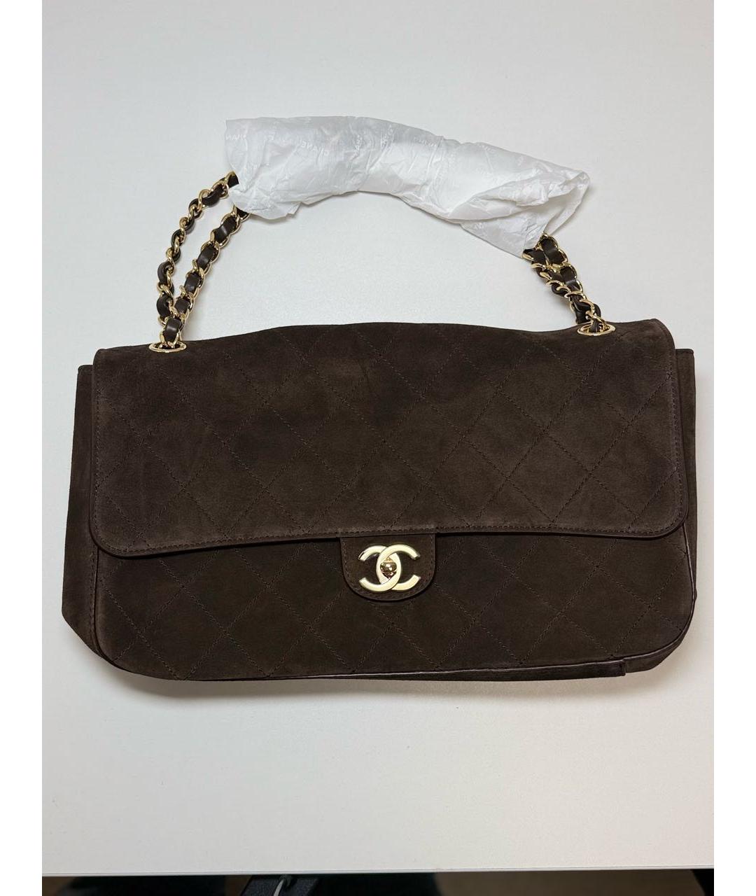 CHANEL Коричневая замшевая сумка с короткими ручками, фото 7