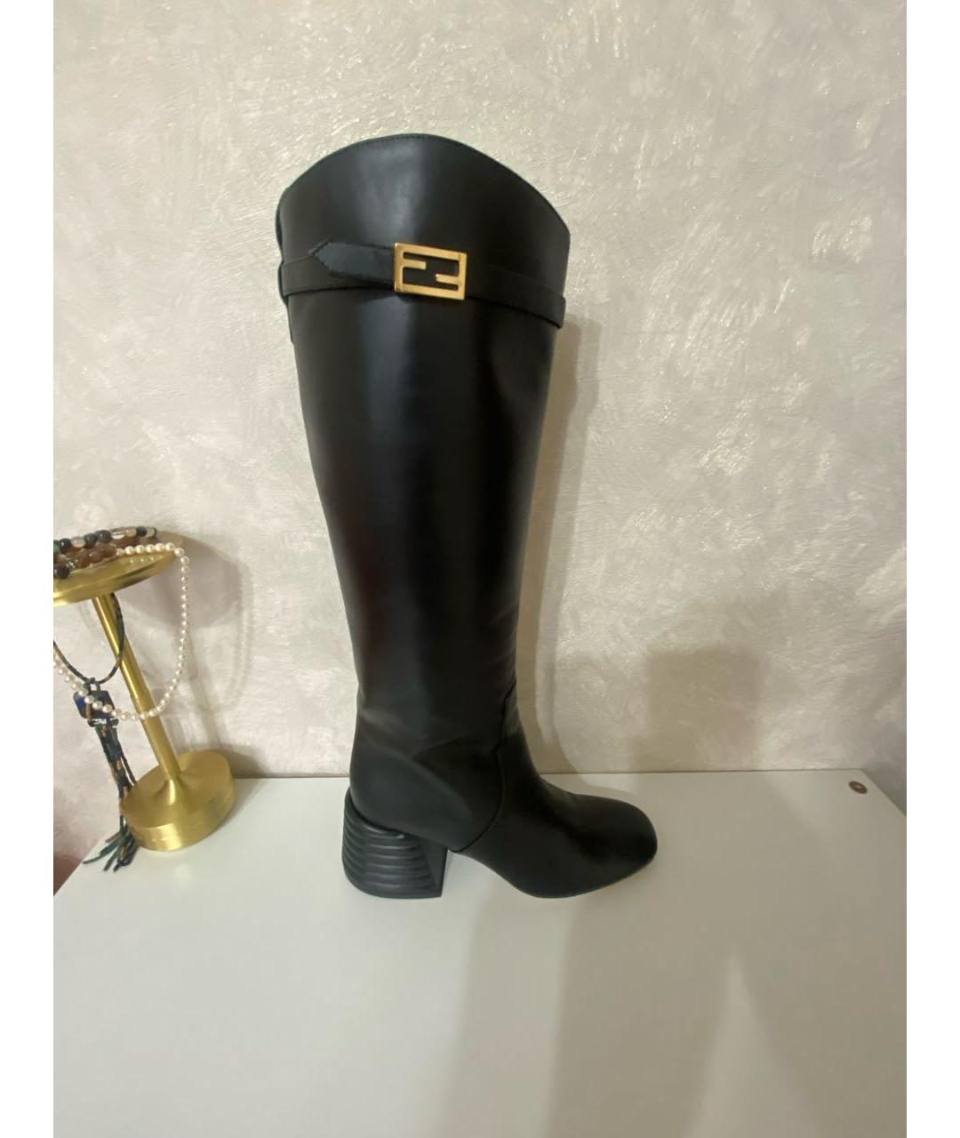 FENDI Черные кожаные сапоги, фото 8