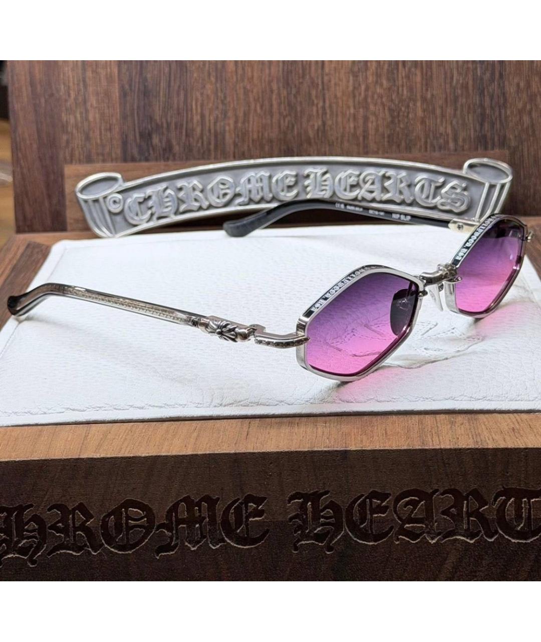 CHROME HEARTS Серебряные металлические солнцезащитные очки, фото 6